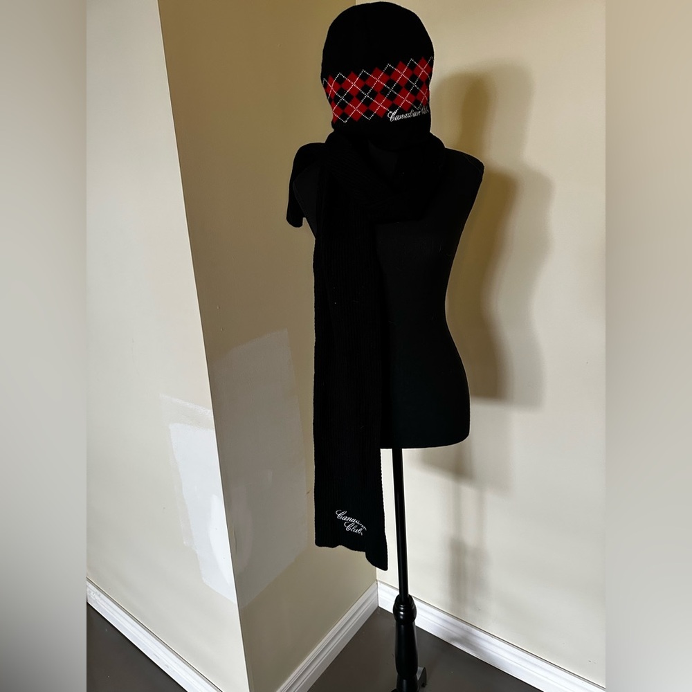 Canadian Club black beanie and scarf set